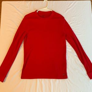 Express Long Sleeve Red Waffle Shirt Sz Large